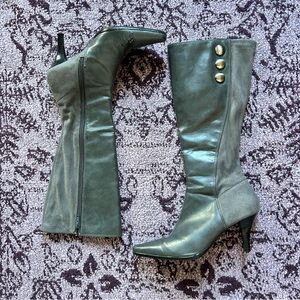 Grey faux leather boots